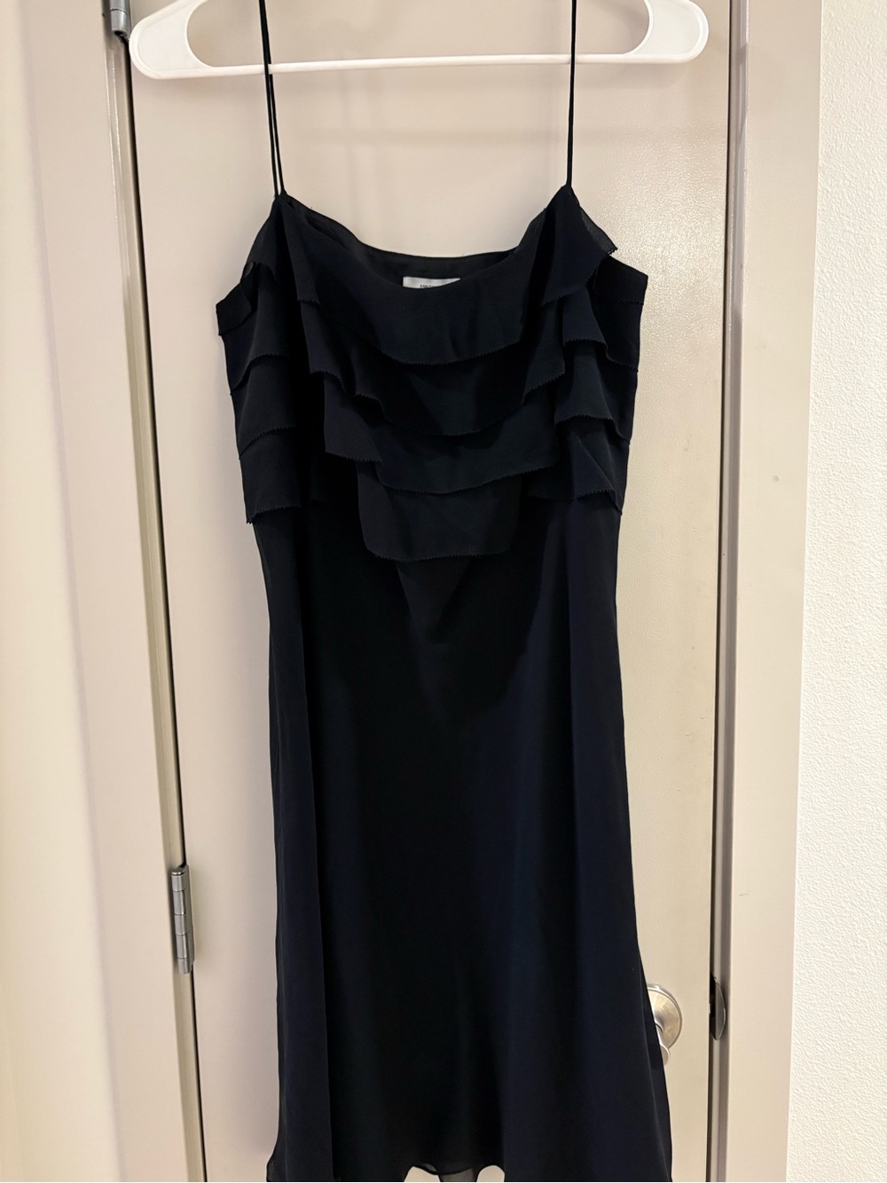 Ann Taylor Black Ruffle Slip Mini Dress